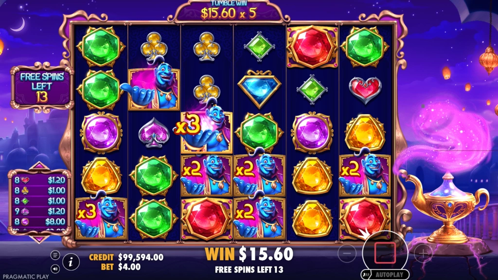 Genie's Gem Bonanza - Multiplier Tumble Free Games